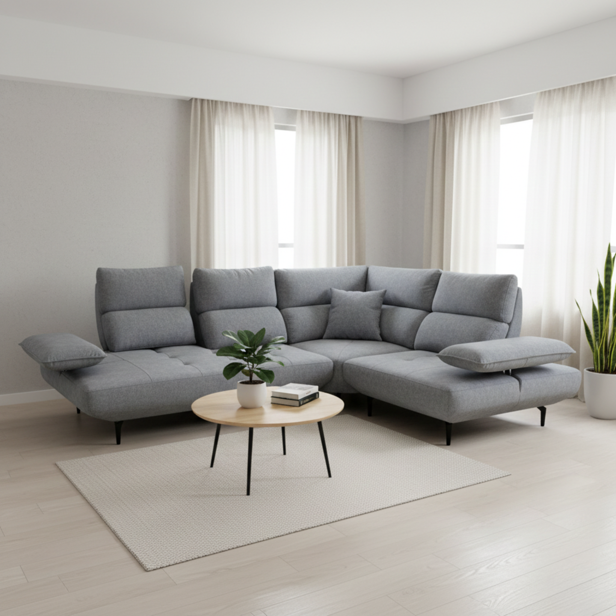 Istren Fabric Adjustable Backrest & Armrest Corner Sofa (Pet Friendly & Easy Clean)