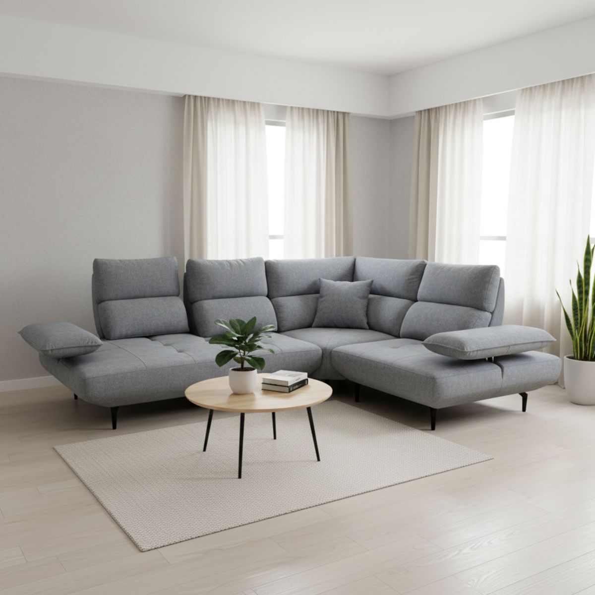 Istren Fabric Adjustable Backrest & Armrest Corner Sofa (Pet Friendly & Easy Clean)