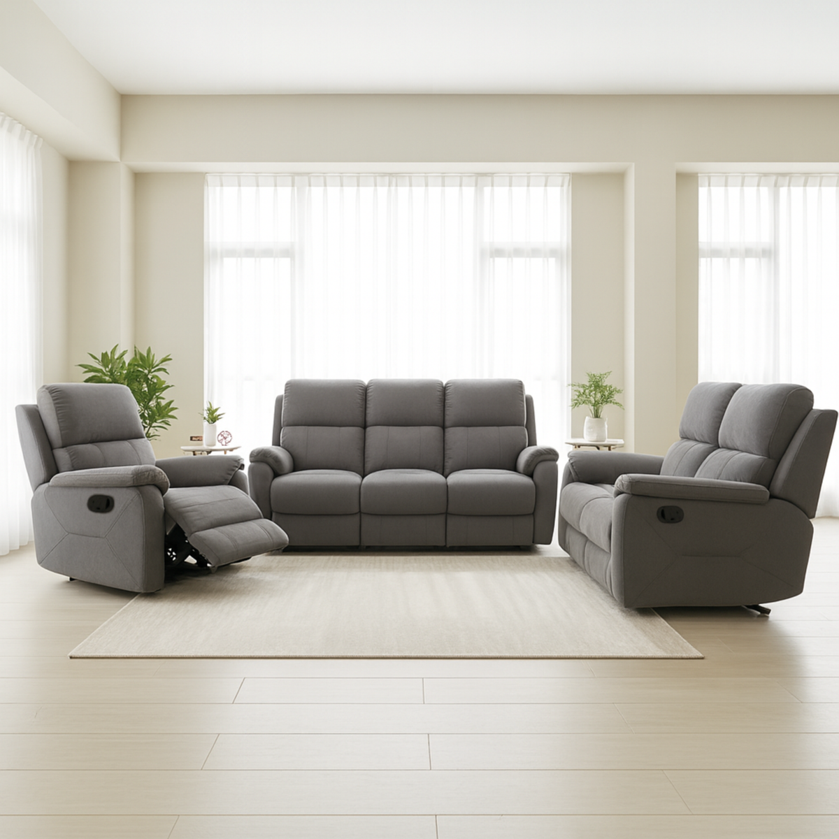 Elyra Fabric Recliner Sofa (Pet Friendly & Easy Clean)