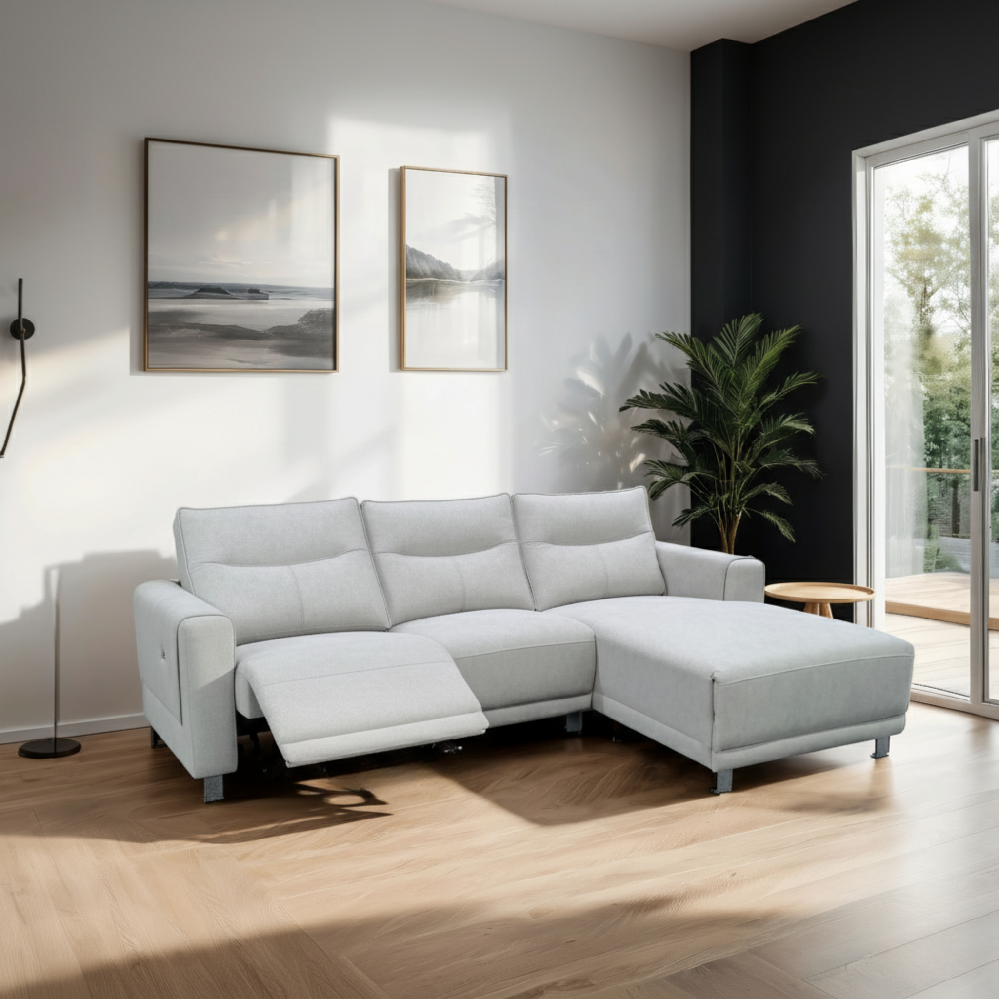 Korrel Fabric Recliner L-Shaped Sofa (Pet Friendly & Easy Clean)