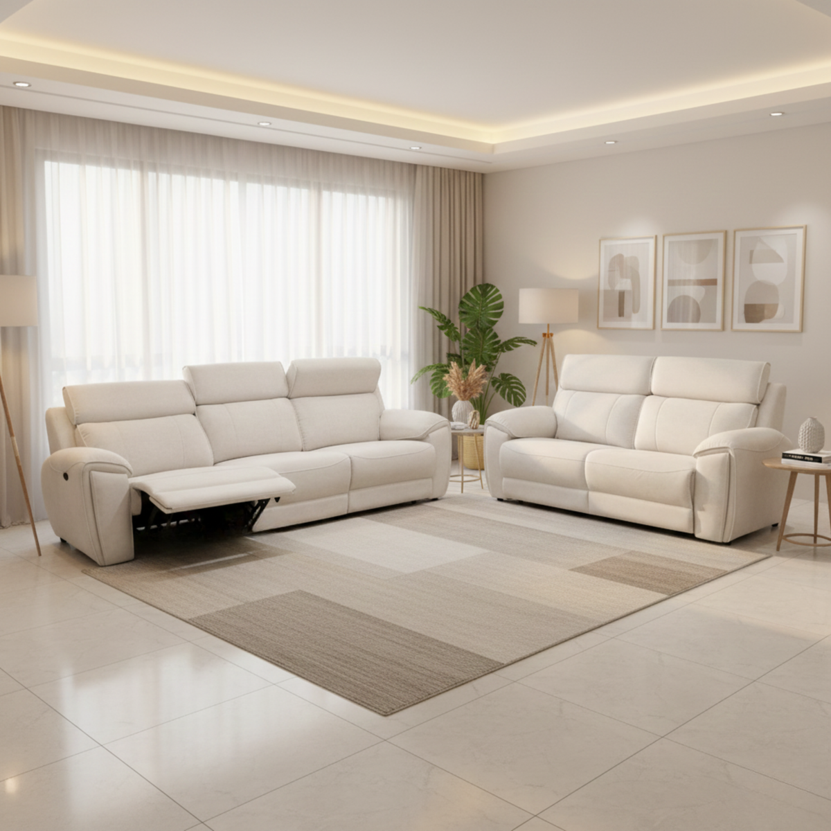 Enricus Fabric Adjustable Headrest Recliner Sofa (Pet Friendly & Easy Clean)