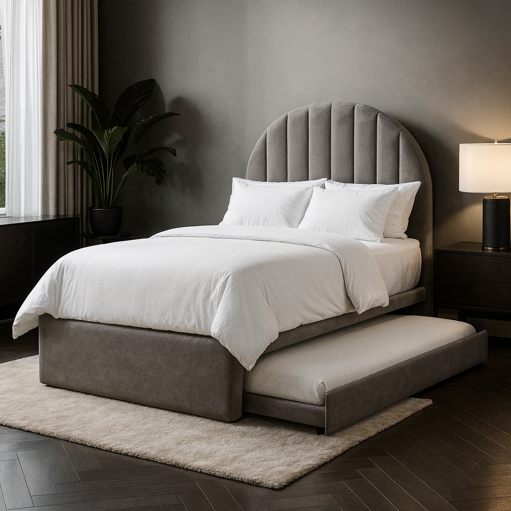 Rondo Fabric Trundle Bed (Velvet & Water Repellent)