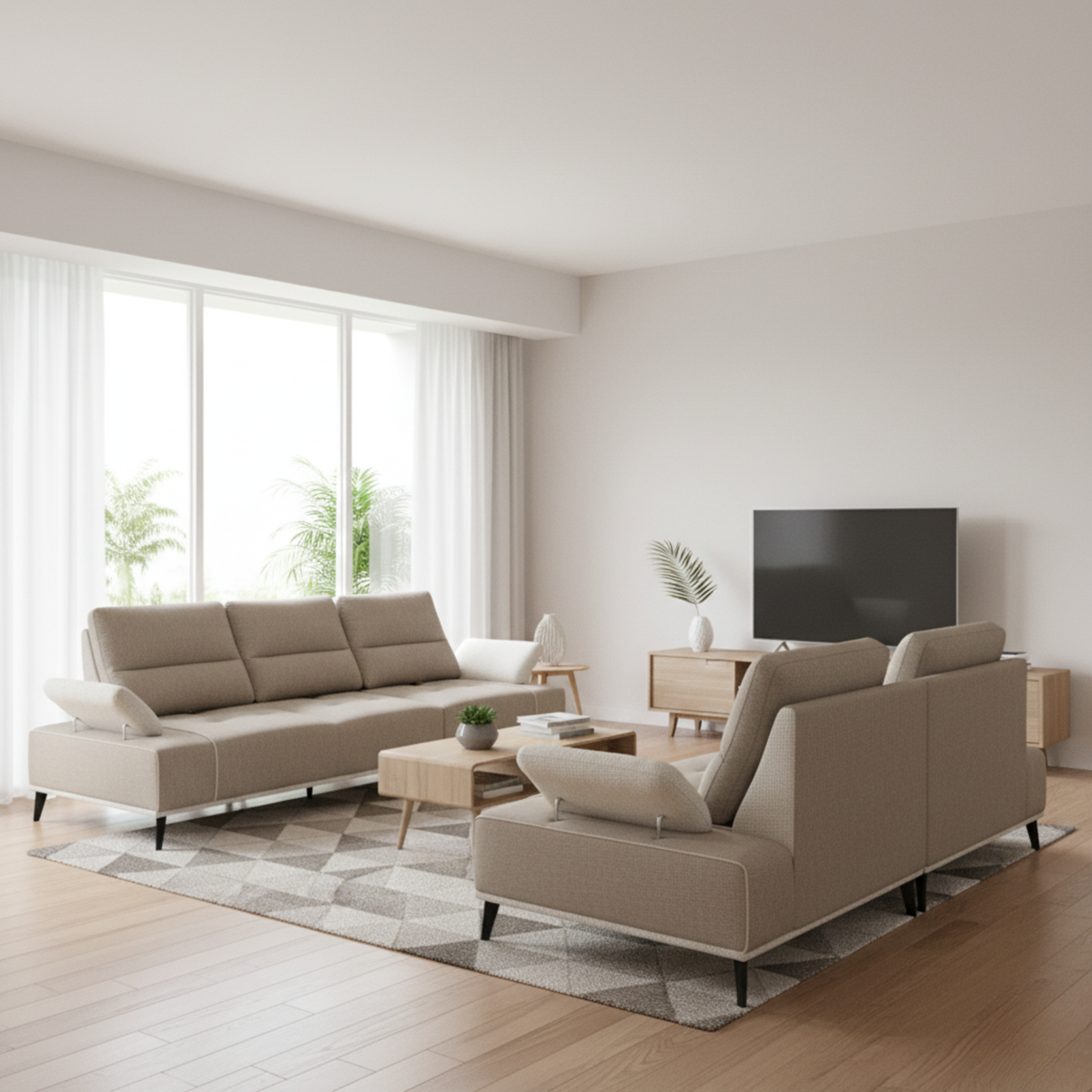 Norric Fabric Adjustable Backrest & Armrest Sofa (Pet Friendly & Easy Clean)