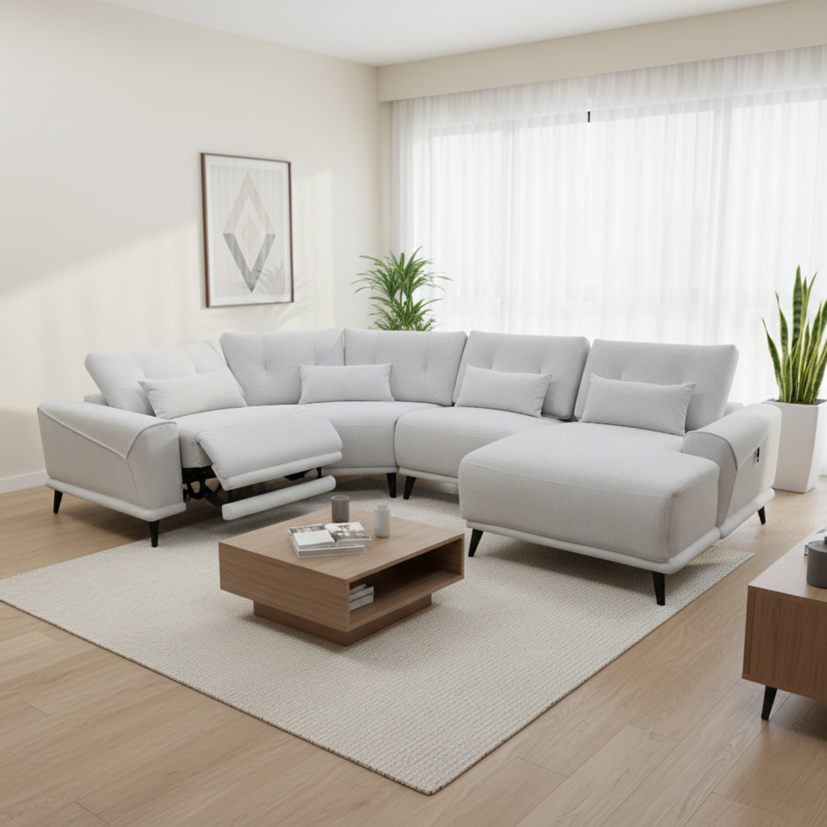 Nestor Fabric Adjustable Headrest Recliner Corner Sofa (Pet Friendly & Easy Clean)