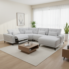 Nestor Fabric Adjustable Headrest Recliner Corner Sofa (Pet Friendly & Easy Clean)