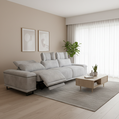 Invar Fabric Adjustable Headrest Recliner Sofa (Pet Friendly & Easy Clean)