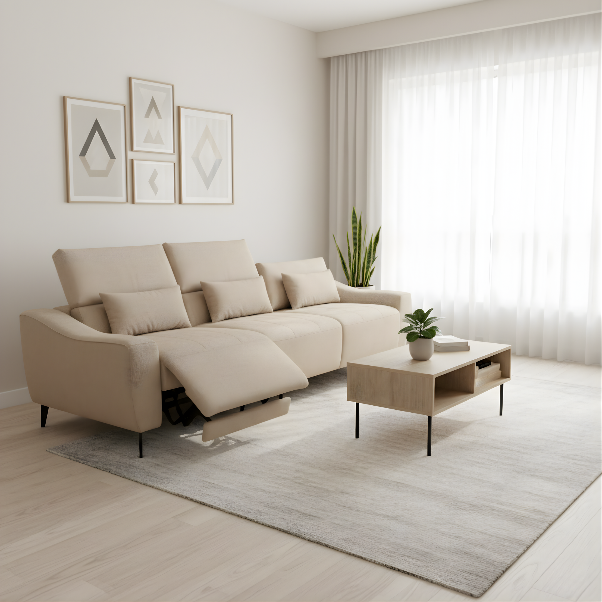 Farven Fabric Adjustable Backrest Recliner Sofa (Pet Friendly & Easy Clean)