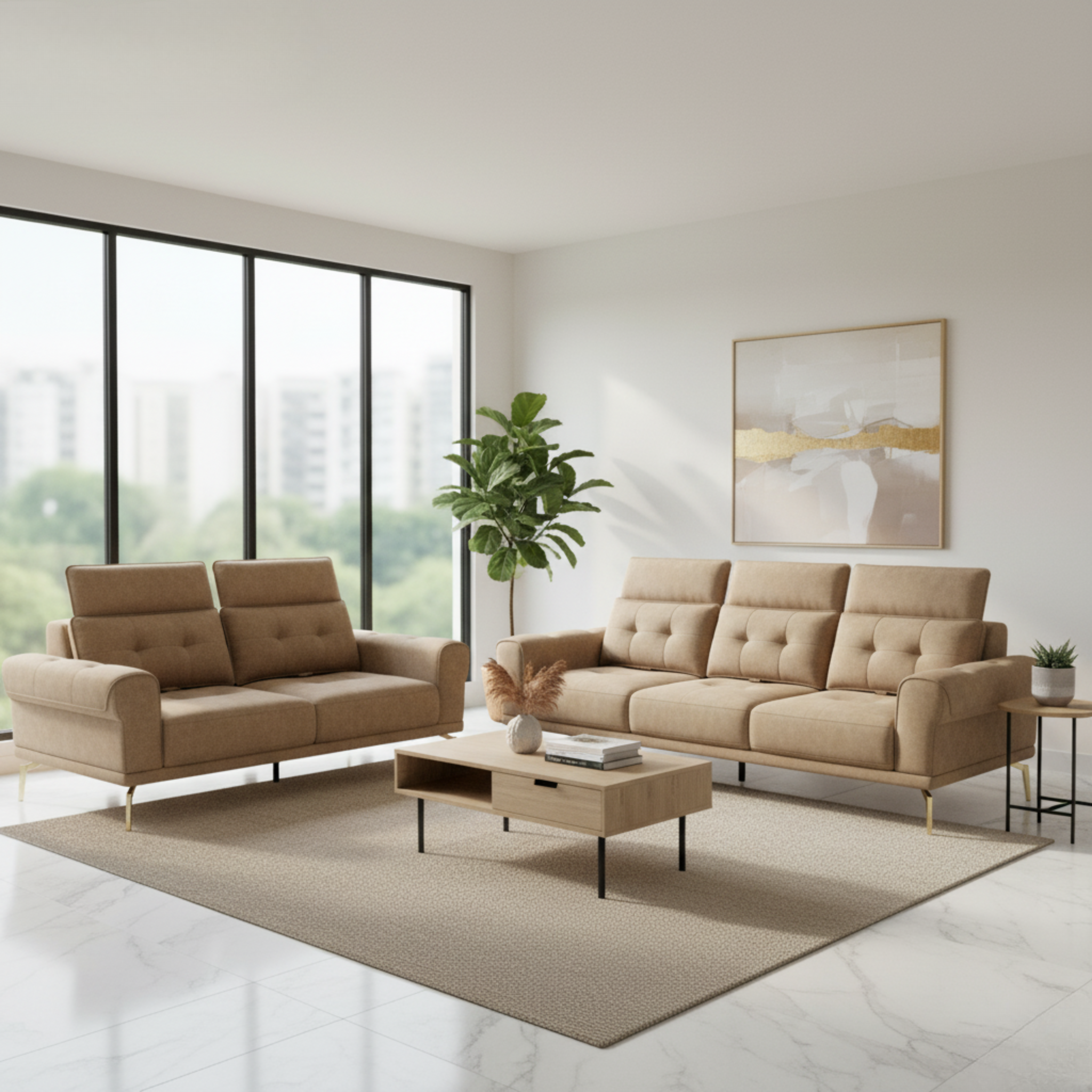 Ceyra Fabric Adjustable Headrest Sofa (Pet Friendly & Easy Clean)