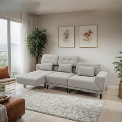 Ryval Fabric Adjustable Backrest & Armrest Sectional Sofa (Pet Friendly & Easy Clean)