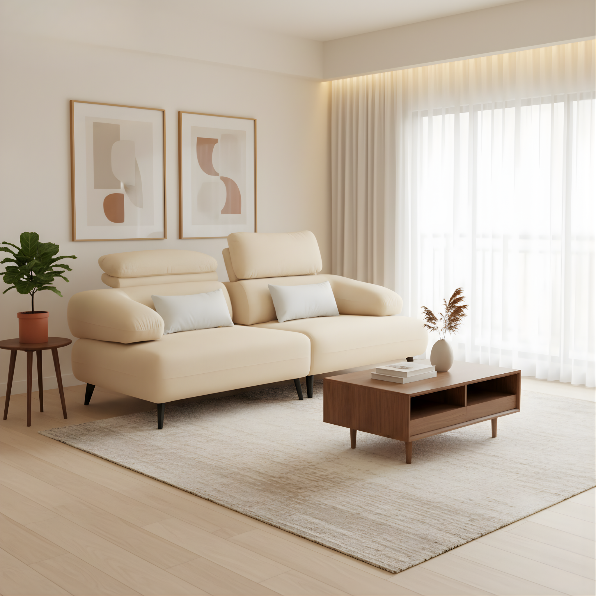 Myric Fabric Adjustable Backrest & Headrest Sofa (Pet Friendly & Easy Clean)