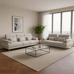 Lymor Fabric Adjustable Backrest & Headrest Sofa