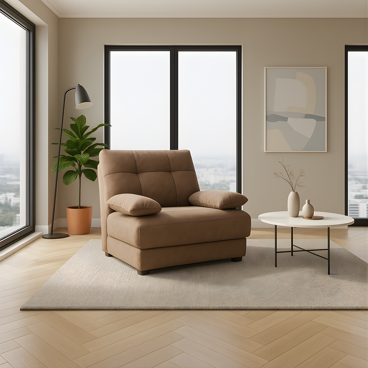 Brynnor Fabric Adjustable Armrest Sofa