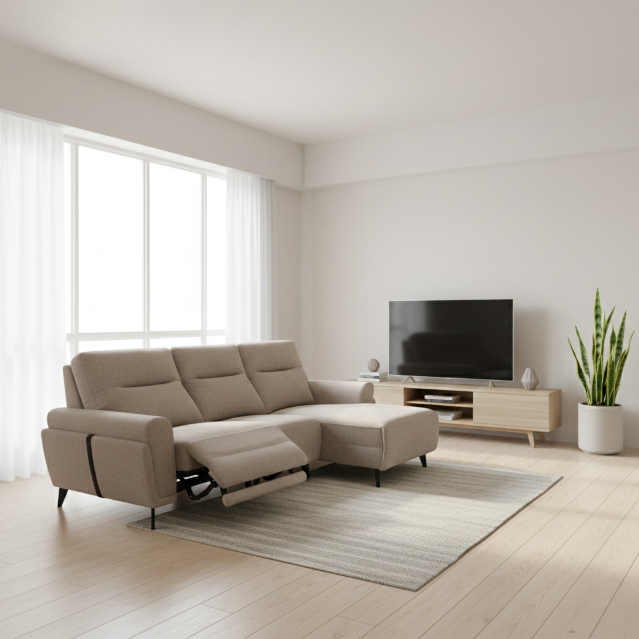 Xyrel Fabric Recliner L-Shaped Sofa (Pet Friendly & Easy Clean)