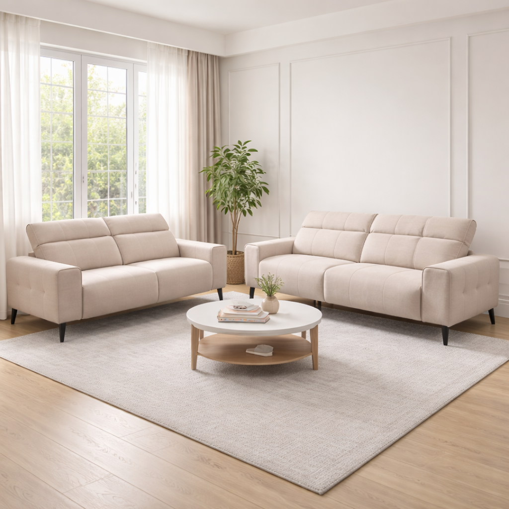 Aquara Fabric Adjustable Headrest Sofa (Pet Friendly & Easy Clean)