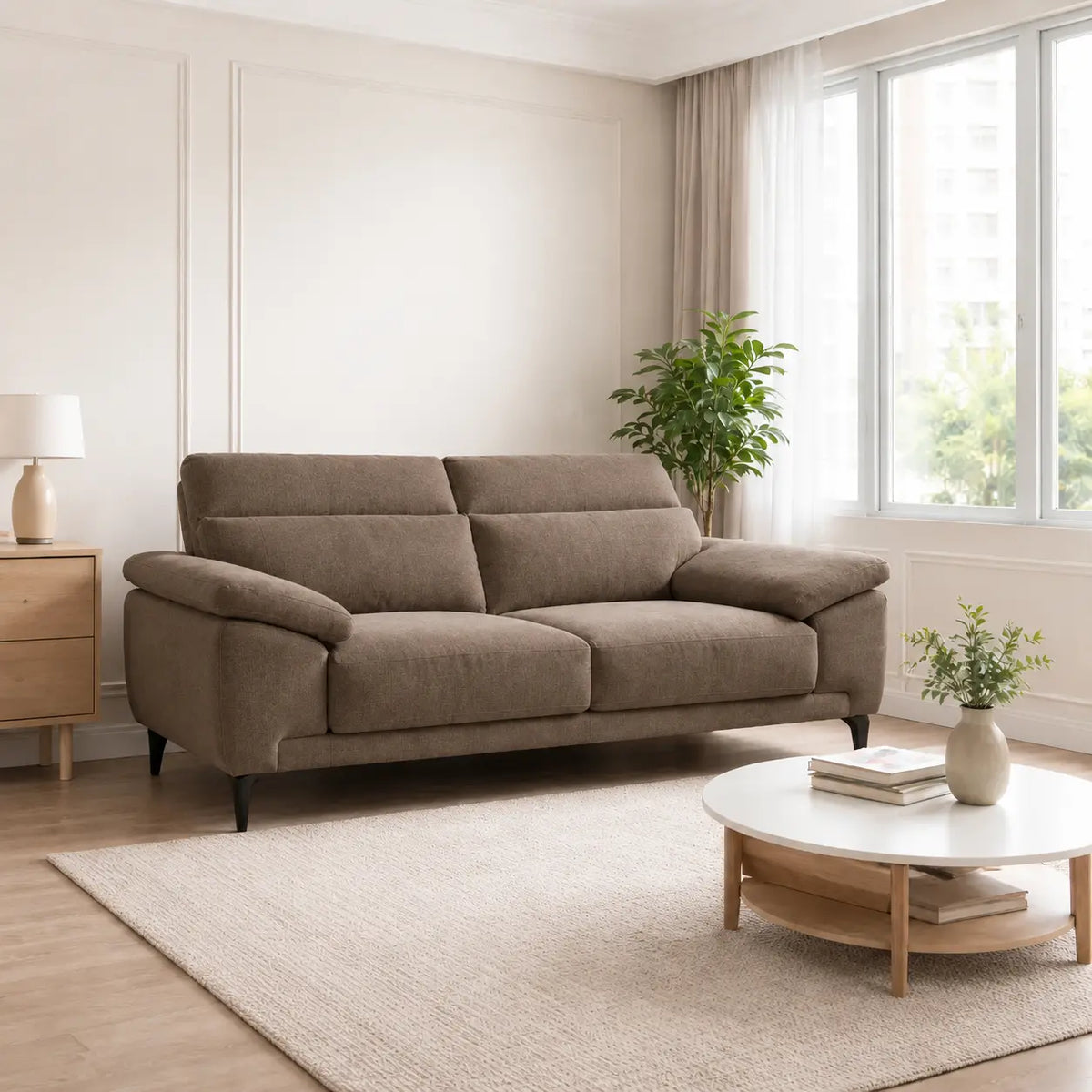 Terrava Fabric Adjustable Headrest Sofa (Pet Friendly & Easy Clean)