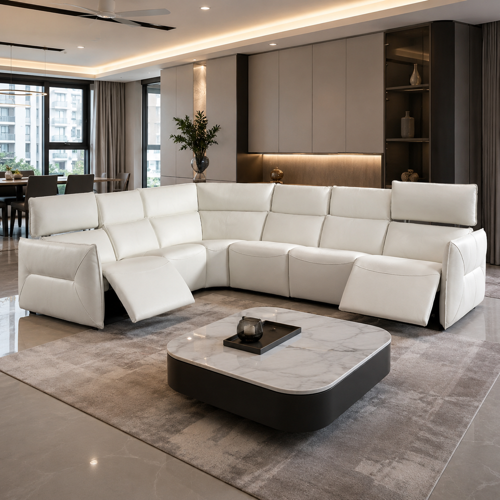 Cazaro Genuine Leather Recliner Sectional Sofa MB