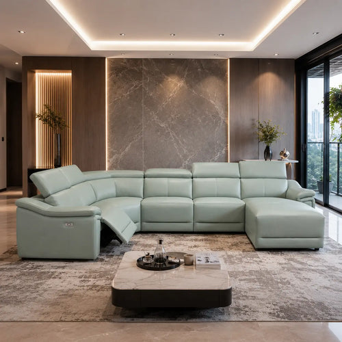 Liorique Genuine Leather Recliner Sectional Sofa MB