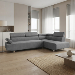 Gavros Fabric Headrest & Armrest L-Shaped Sofa (Pet Friendly & Easy Clean)