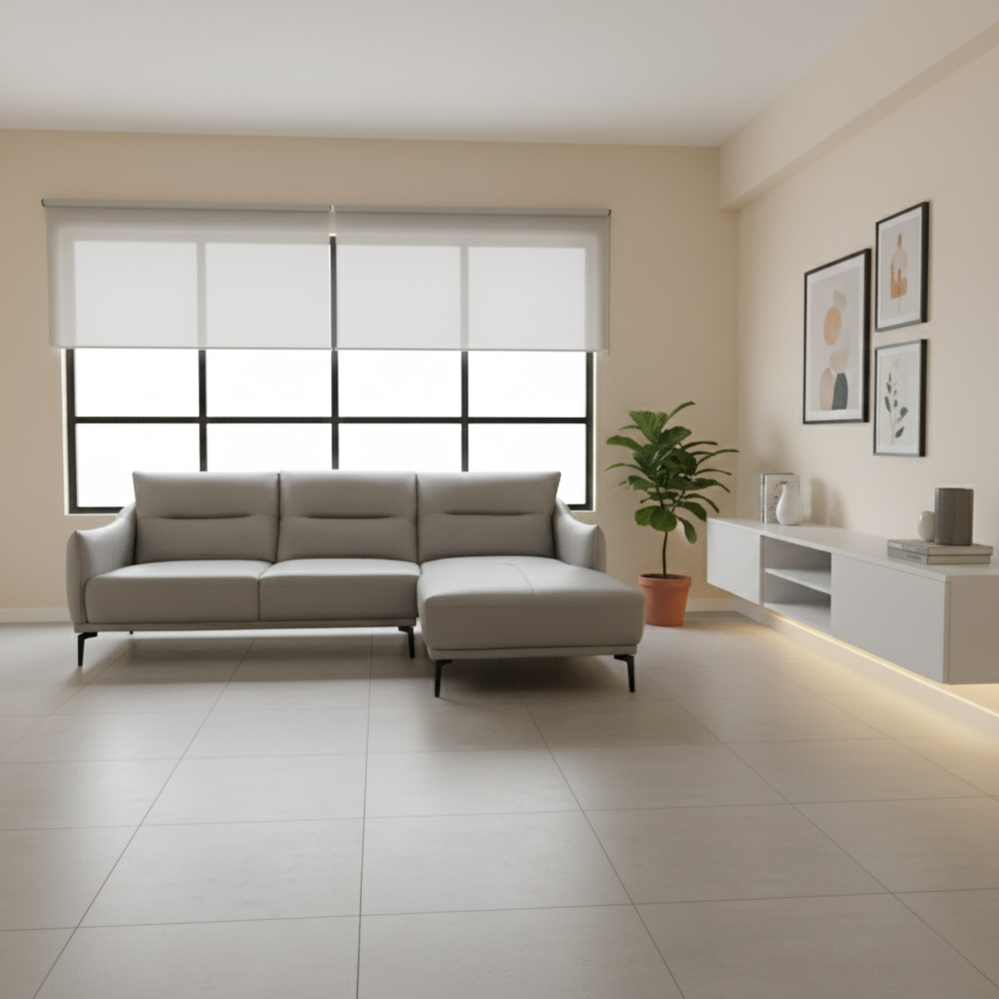 Elvyn Genuine Leather L-Shaped Sofa