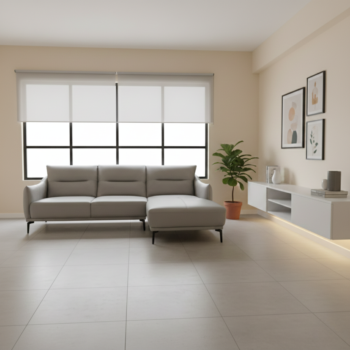 Elvyn Genuine Leather L-Shaped Sofa