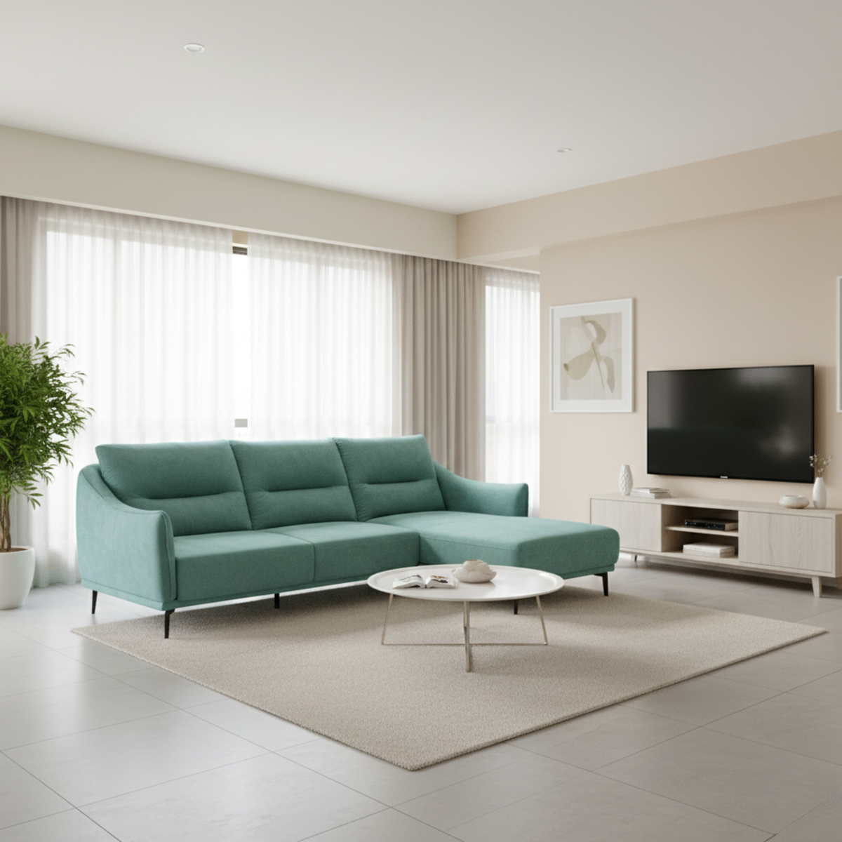 Corlan Fabric L-Shaped Sofa (Pet Friendly & Easy Clean)