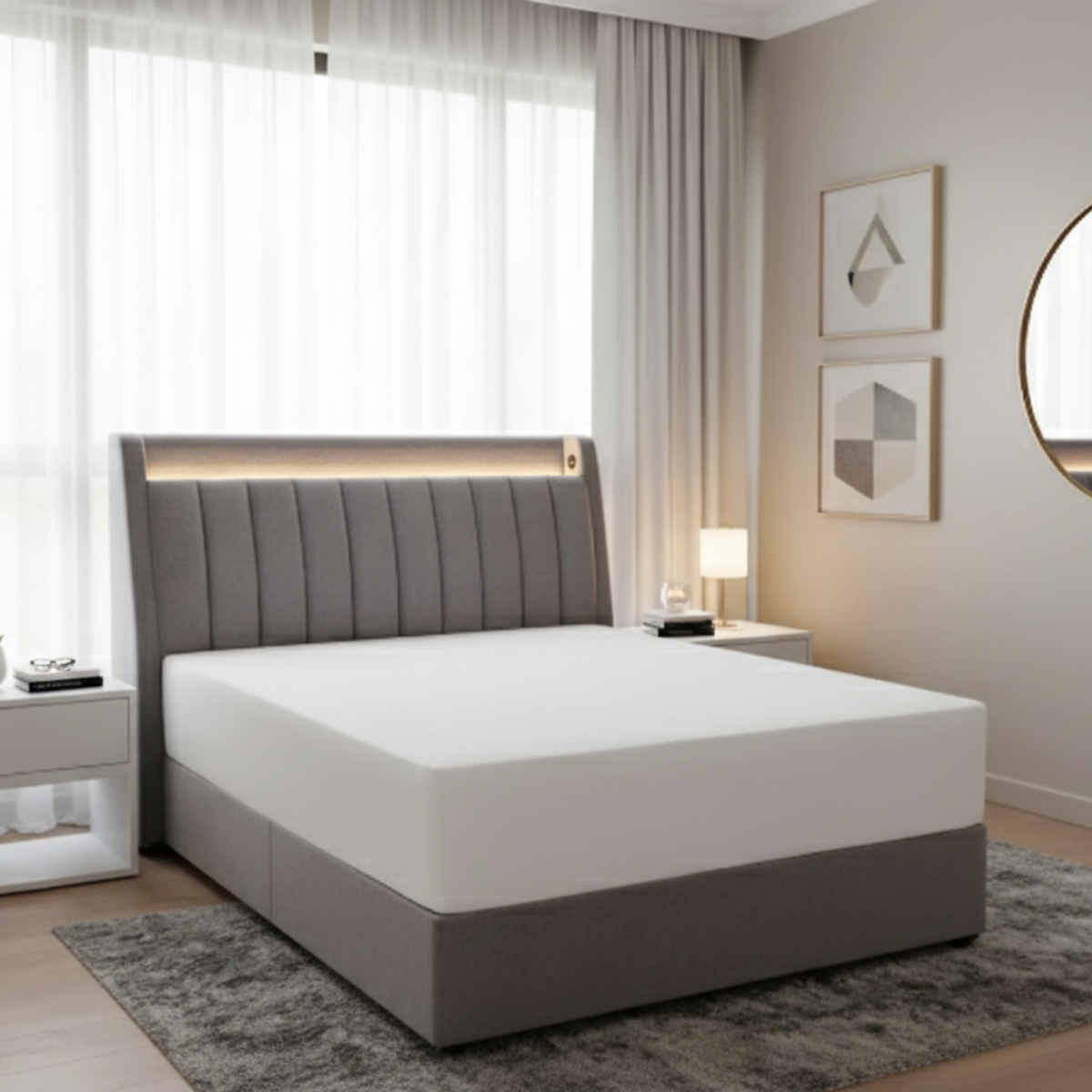 Orbis Fabric Headboard Storage Bed Frame (Pet Friendly & Easy Clean)