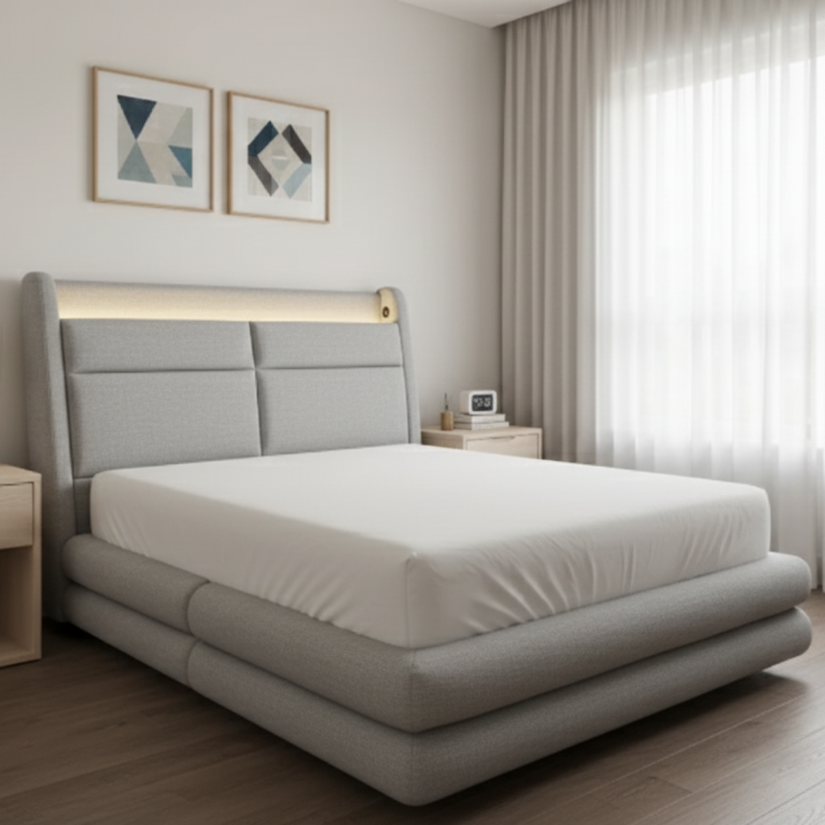 Virtue Fabric Headboard Storage Bed Frame (Pet Friendly & Easy Clean)