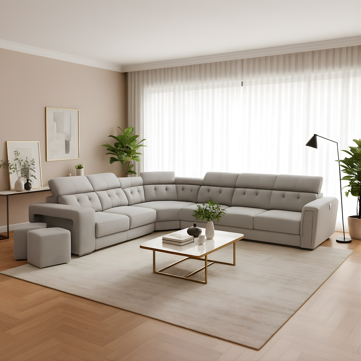 Orlyn Fabric Corner Adjustable Headrest Sofa (Sectional) (Pet Friendly & Easy Clean)