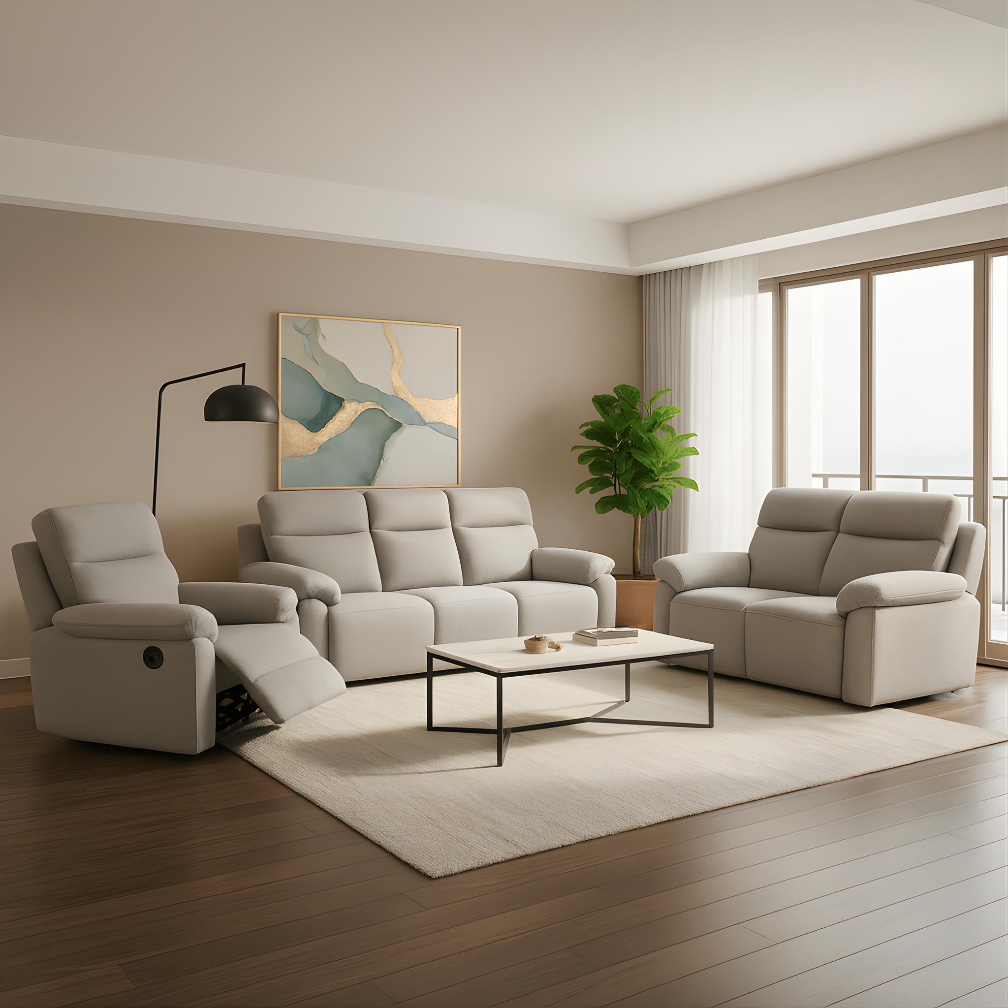 Arvelo Fabric Recliner Sofa (Pet Friendly & Easy Clean)