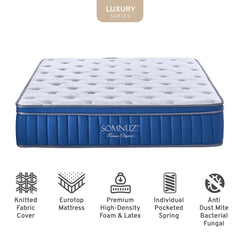 Somnuz® Roman Elegance 12 Inch Individual Pocketed Spring Mattress Somnuz