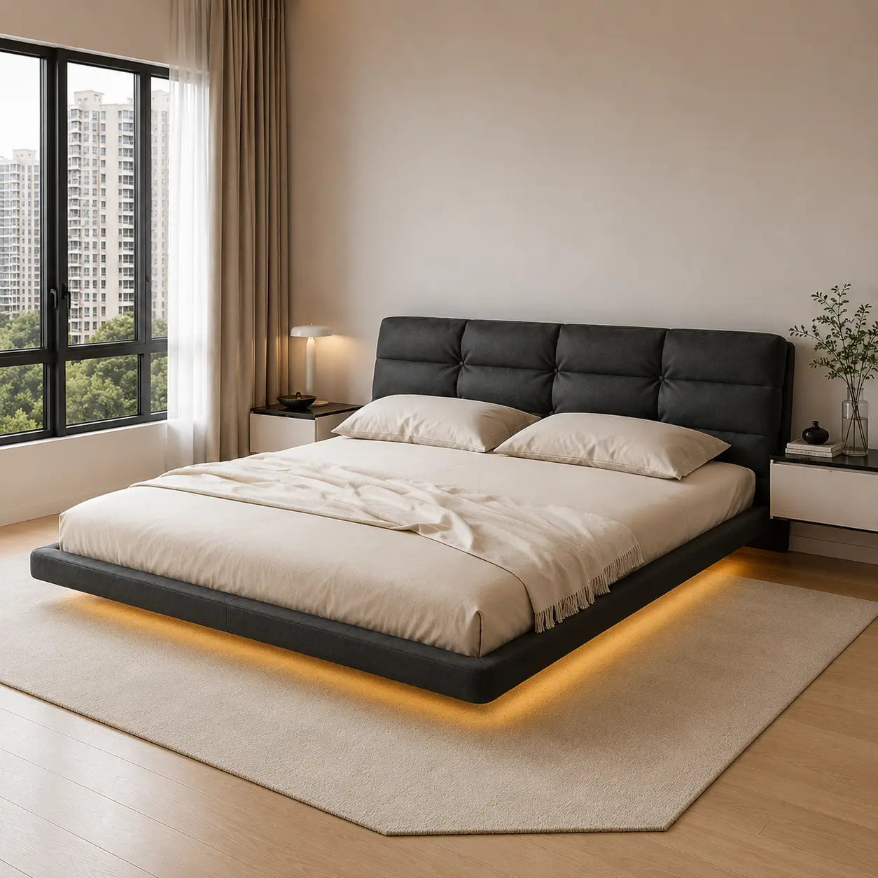 Varellia Frosted Fabric Bed Frame