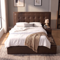 Covelle Faux Leather Platform Storage Bed Frame ARS