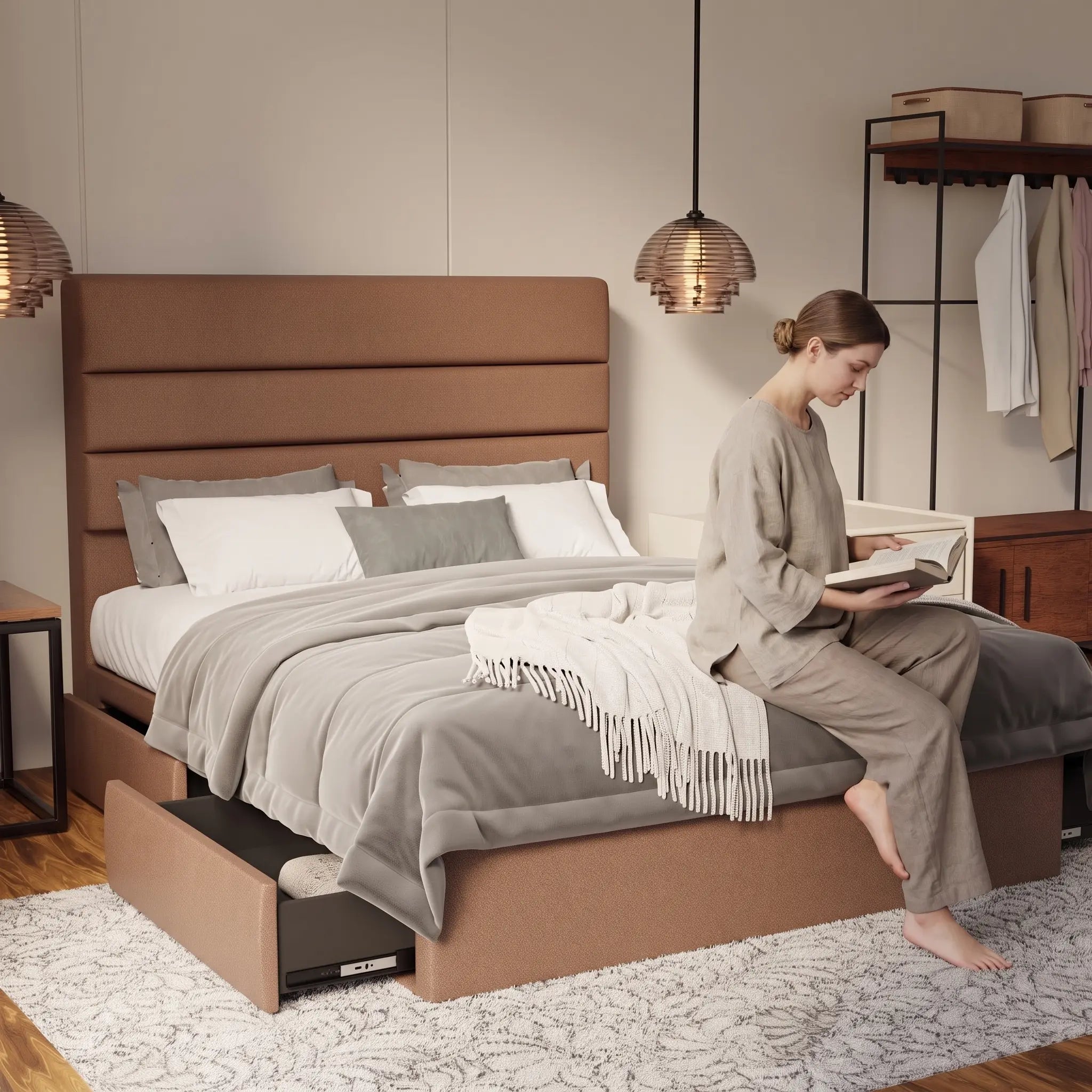 Corlune Fabric Drawer Bed Frame (Water Repellent & Pet friendly) by Somnuz - Lifestyle