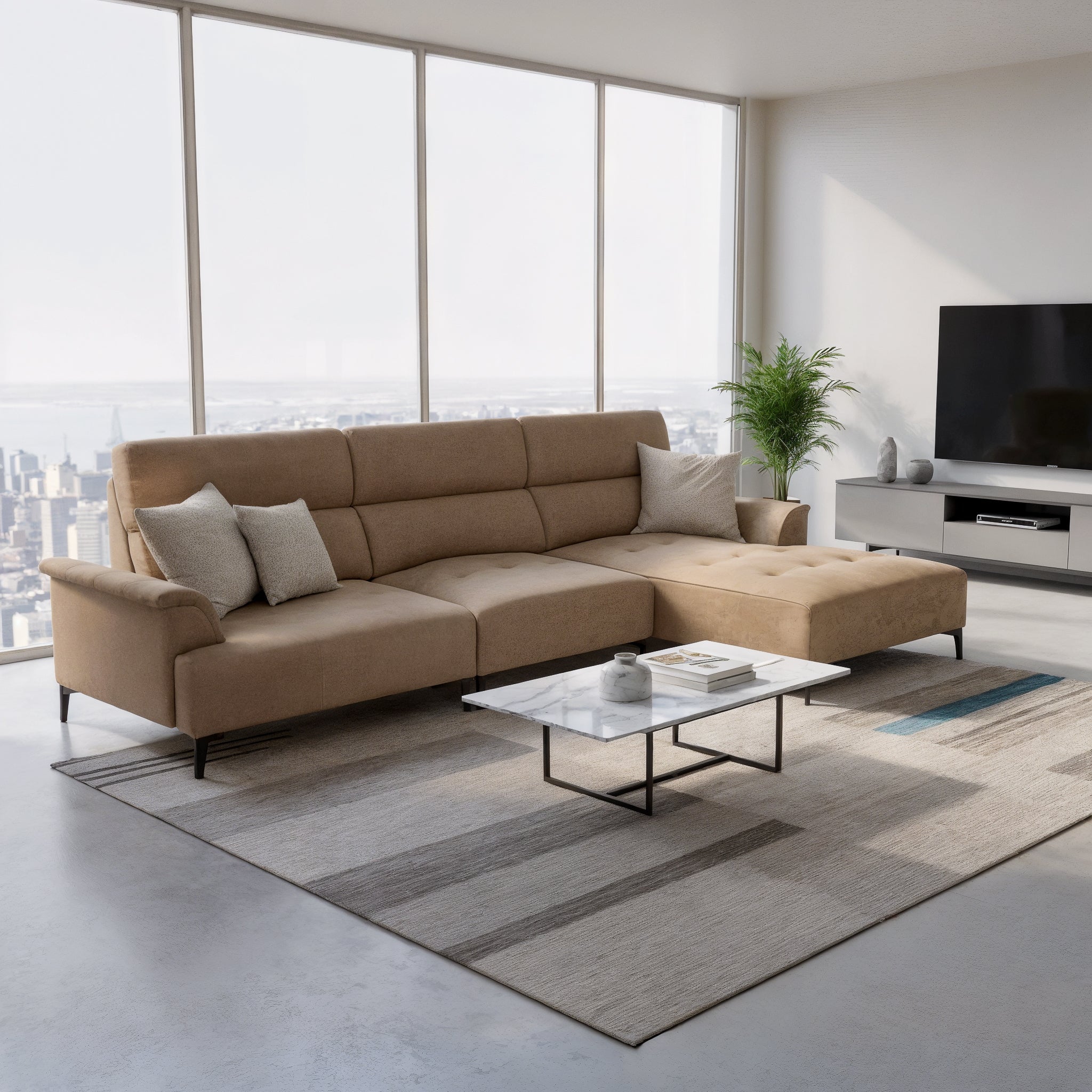 Armon Fabric Adjustable Backrest L-Shaped Sofa (Pet Friendly & Easy Clean)