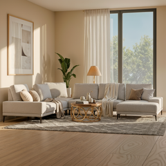 Gavon Fabric Adjustable Backrest L-Shaped Corner Sofa (Pet Friendly & Easy Clean)