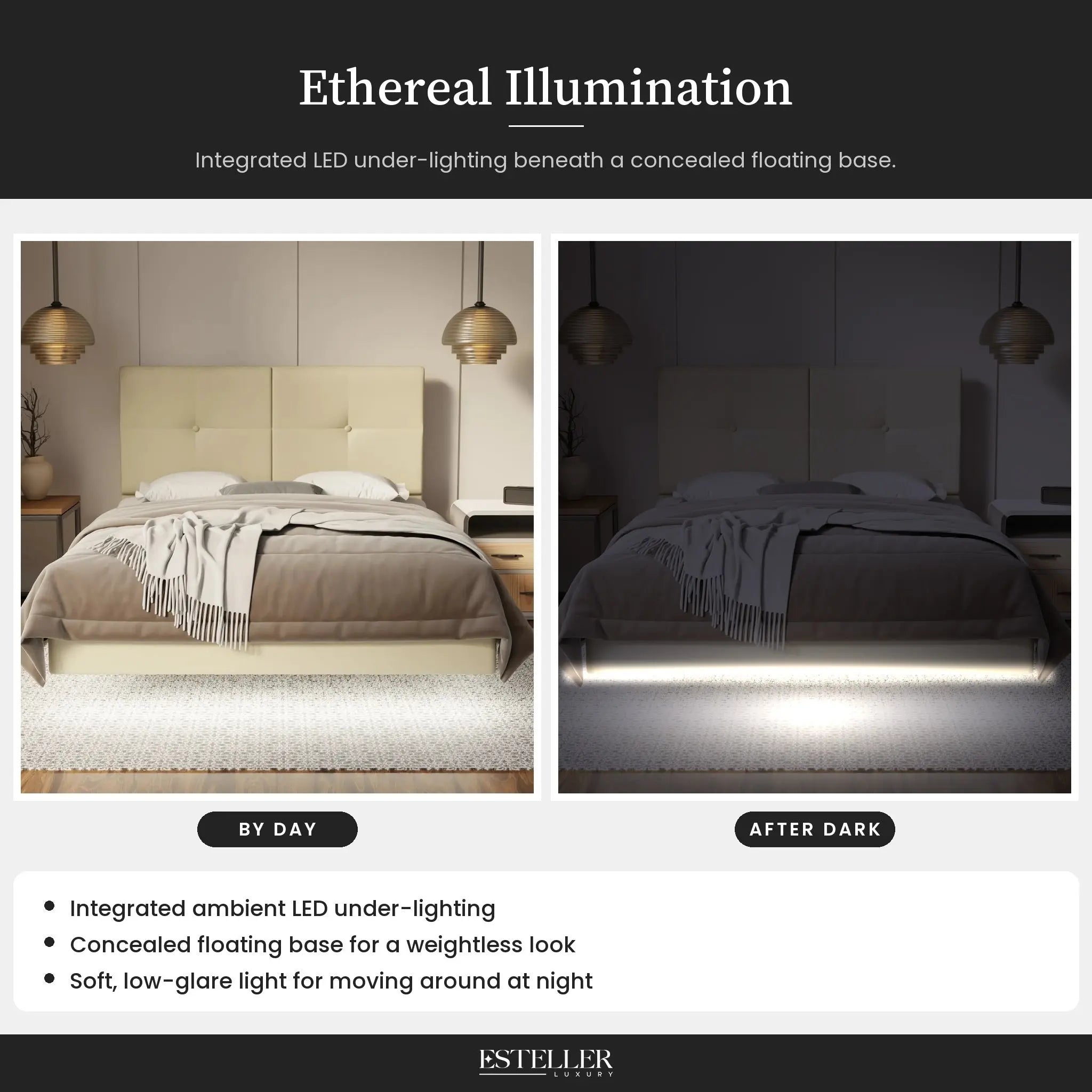 LED under-lighting by day and after dark