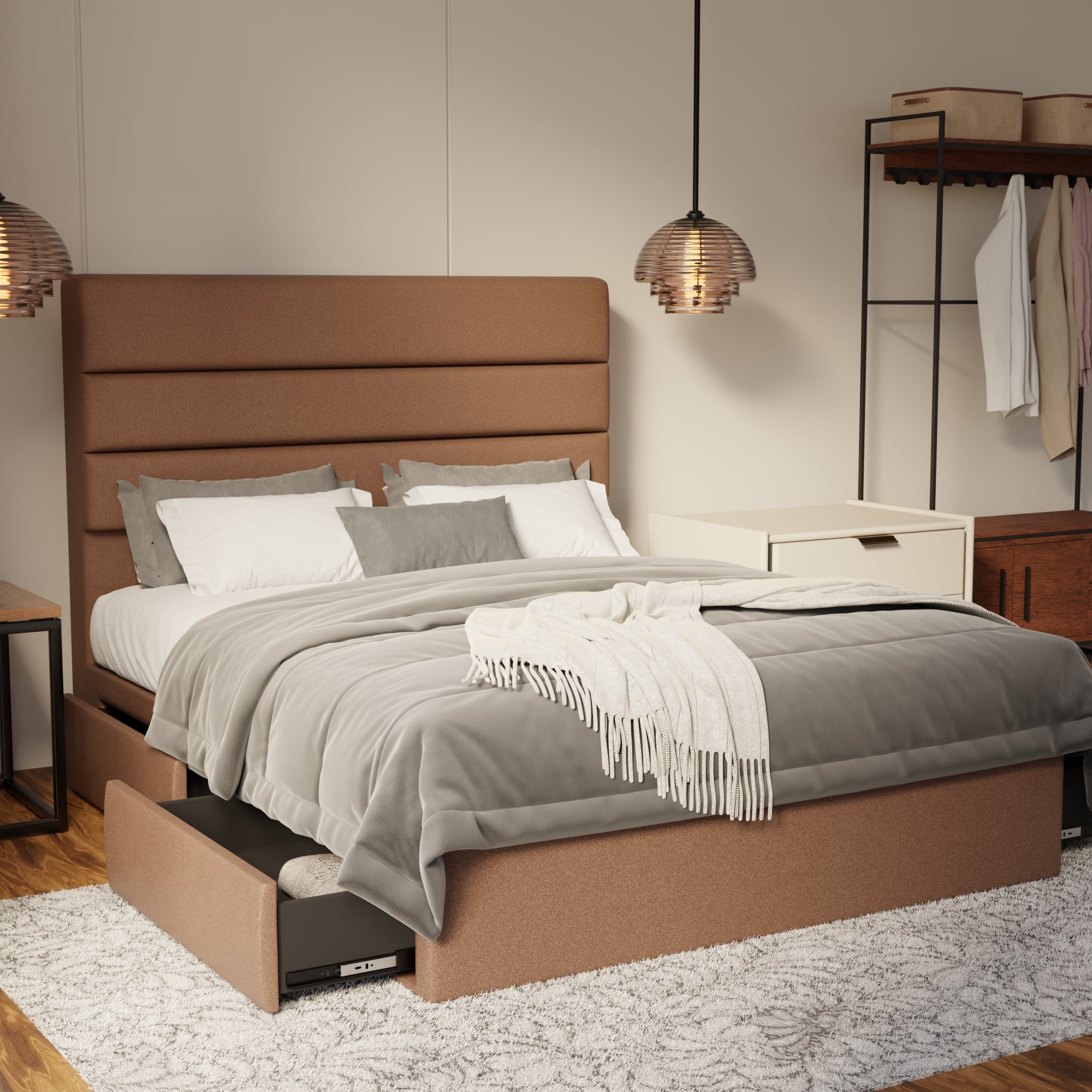 Corlune Fabric Drawer Bed Frame (Water Repellent & Pet friendly) by Somnuz