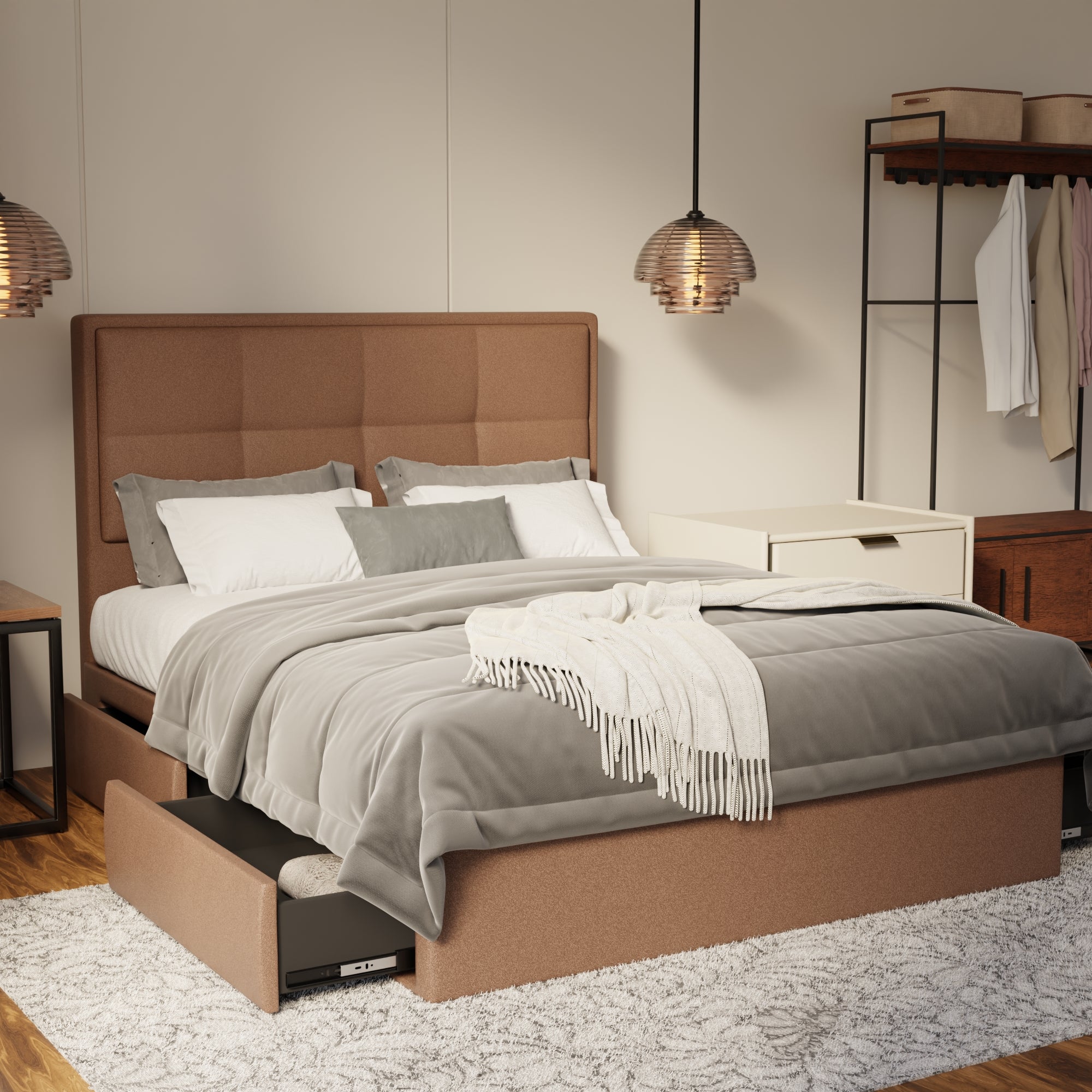Solvane Fabric Drawer Bed Frame (Water Repellent & Pet friendly) by Somnuz