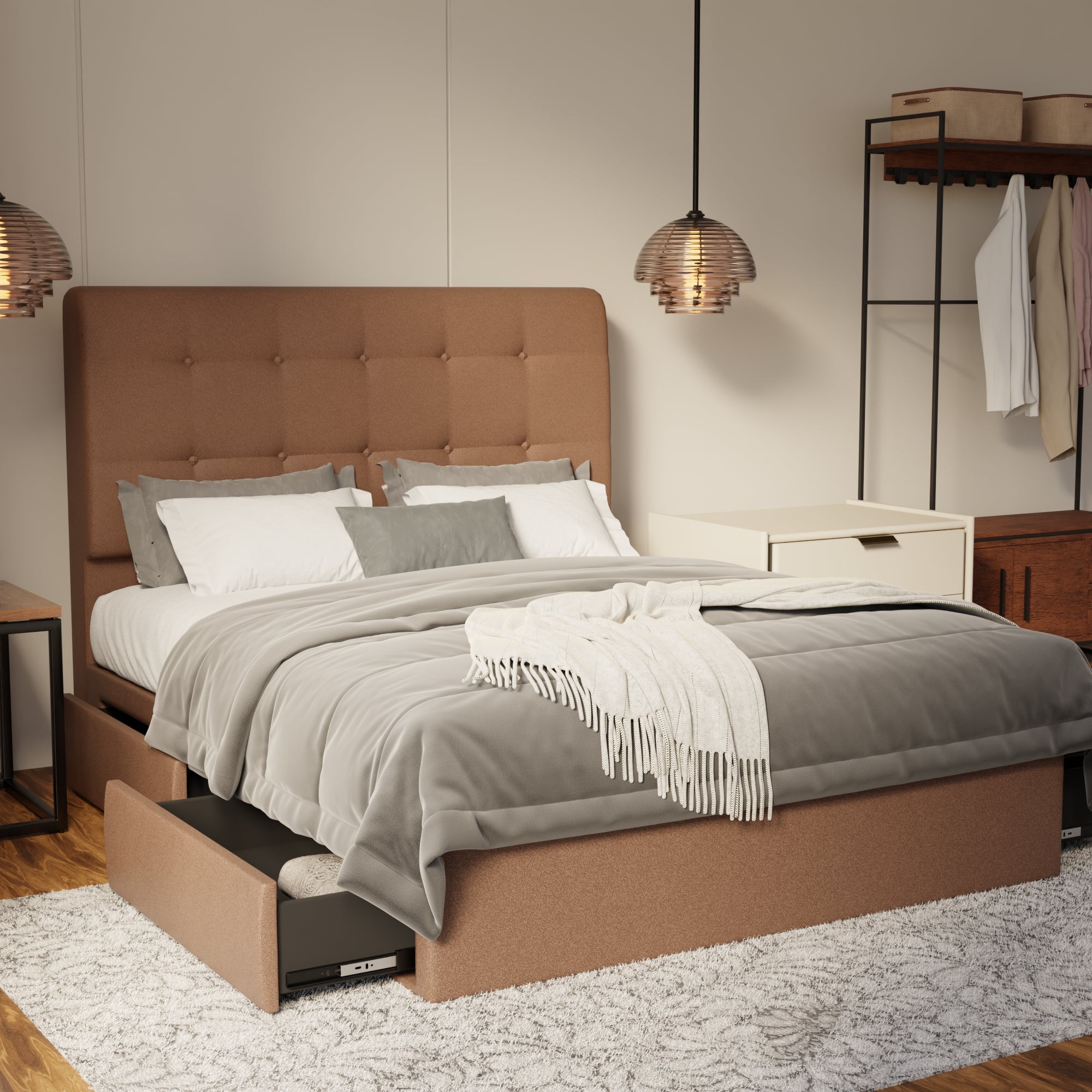 Endora Fabric Drawer Bed Frame (Water Repellent & Pet friendly) by Somnuz