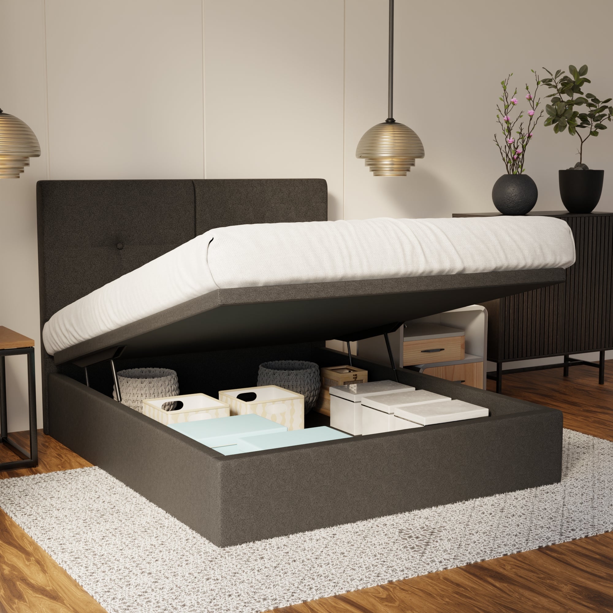 Rylan Fabric Storage Bed Frame (Water Repellent & Pet Friendly) SSE