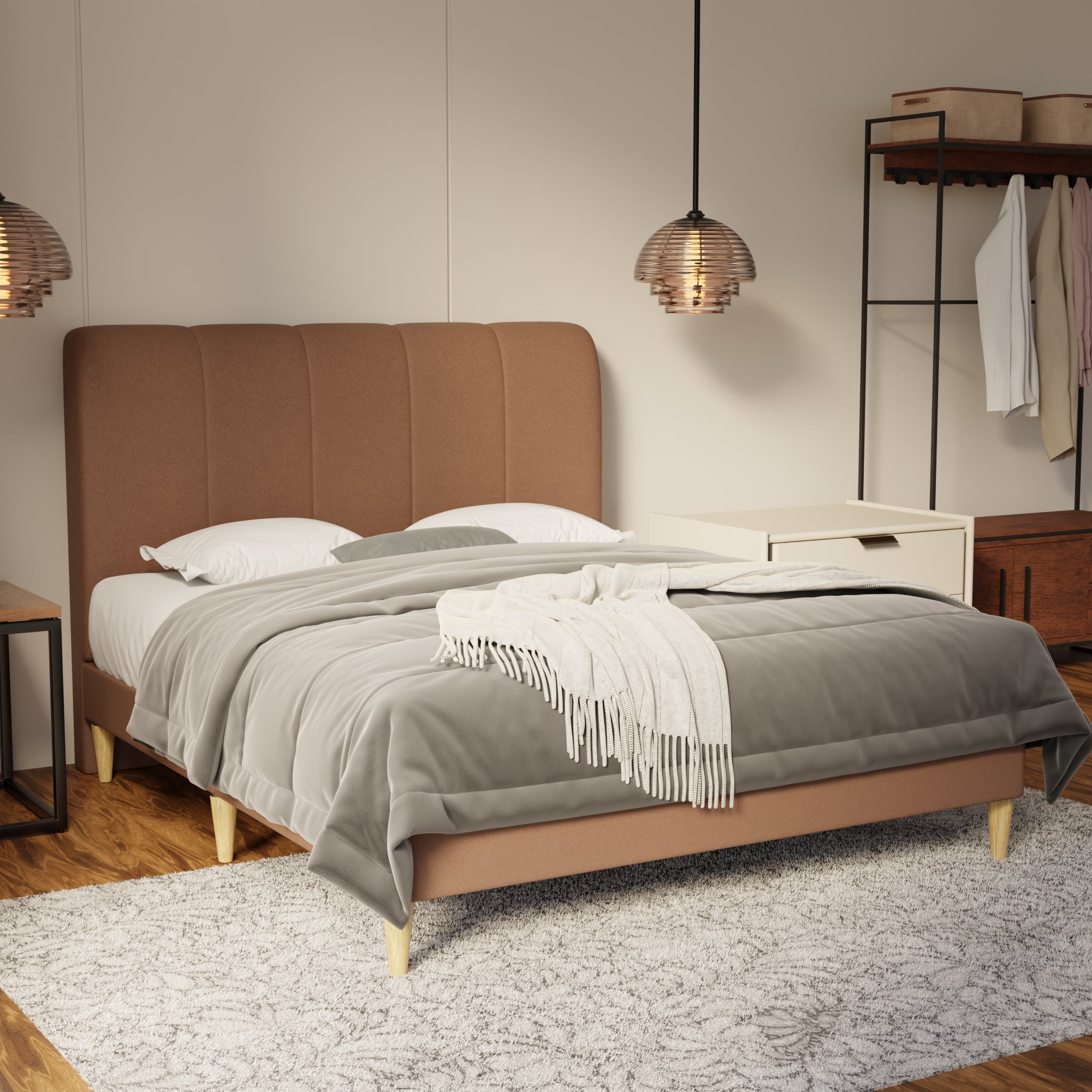 Caldrin Fabric Bed Frame (Water Repellent & Pet friendly) by Somnuz