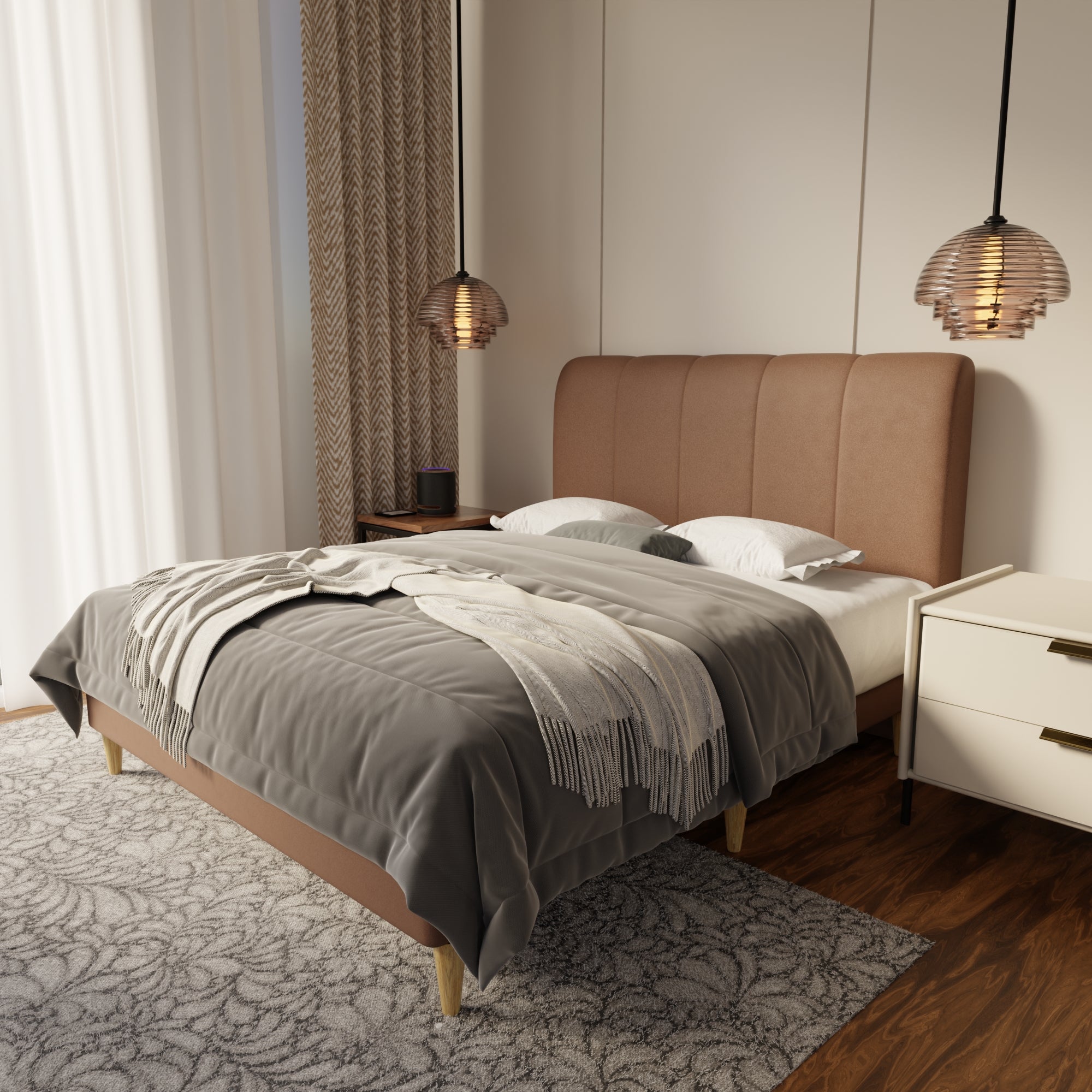 Caldrin Fabric Bed Frame (Water Repellent & Pet friendly) by Somnuz