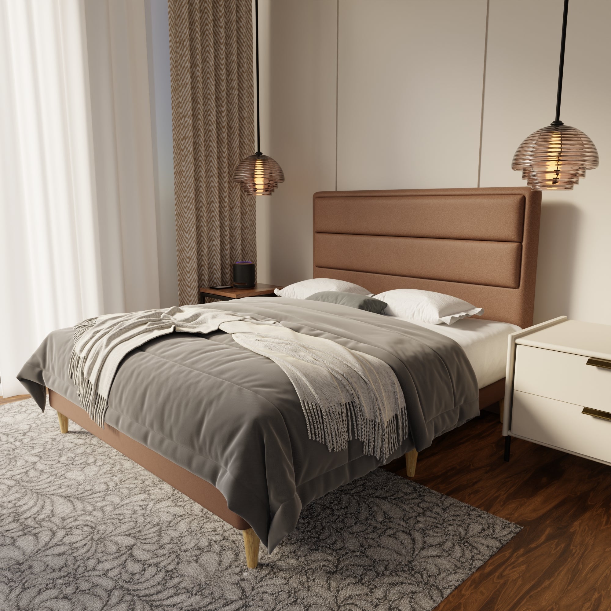 Zorvain Fabric Bed Frame (Water Repellent & Pet friendly) by Somnuz