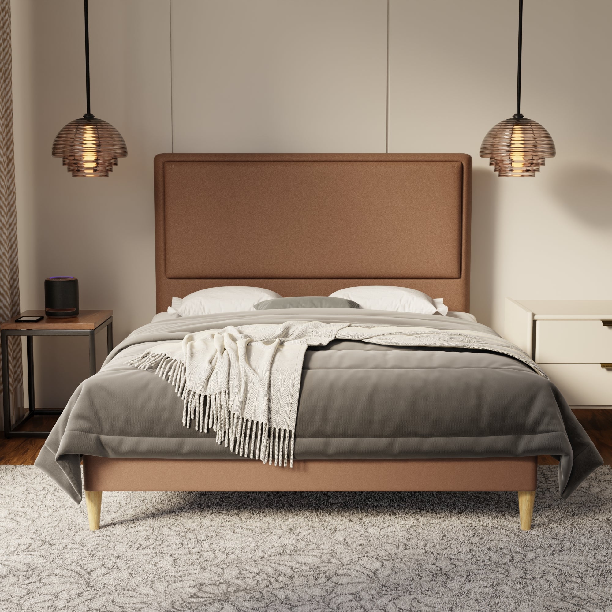 Shiro Fabric Bed Frame (Water Repellent & Pet friendly) by Somnuz