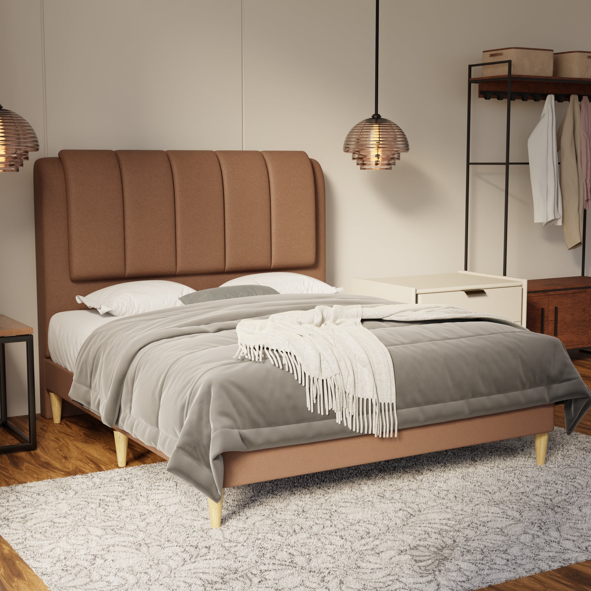 Asteron Fabric Bed Frame (Water Repellent & Pet friendly) by Somnuz