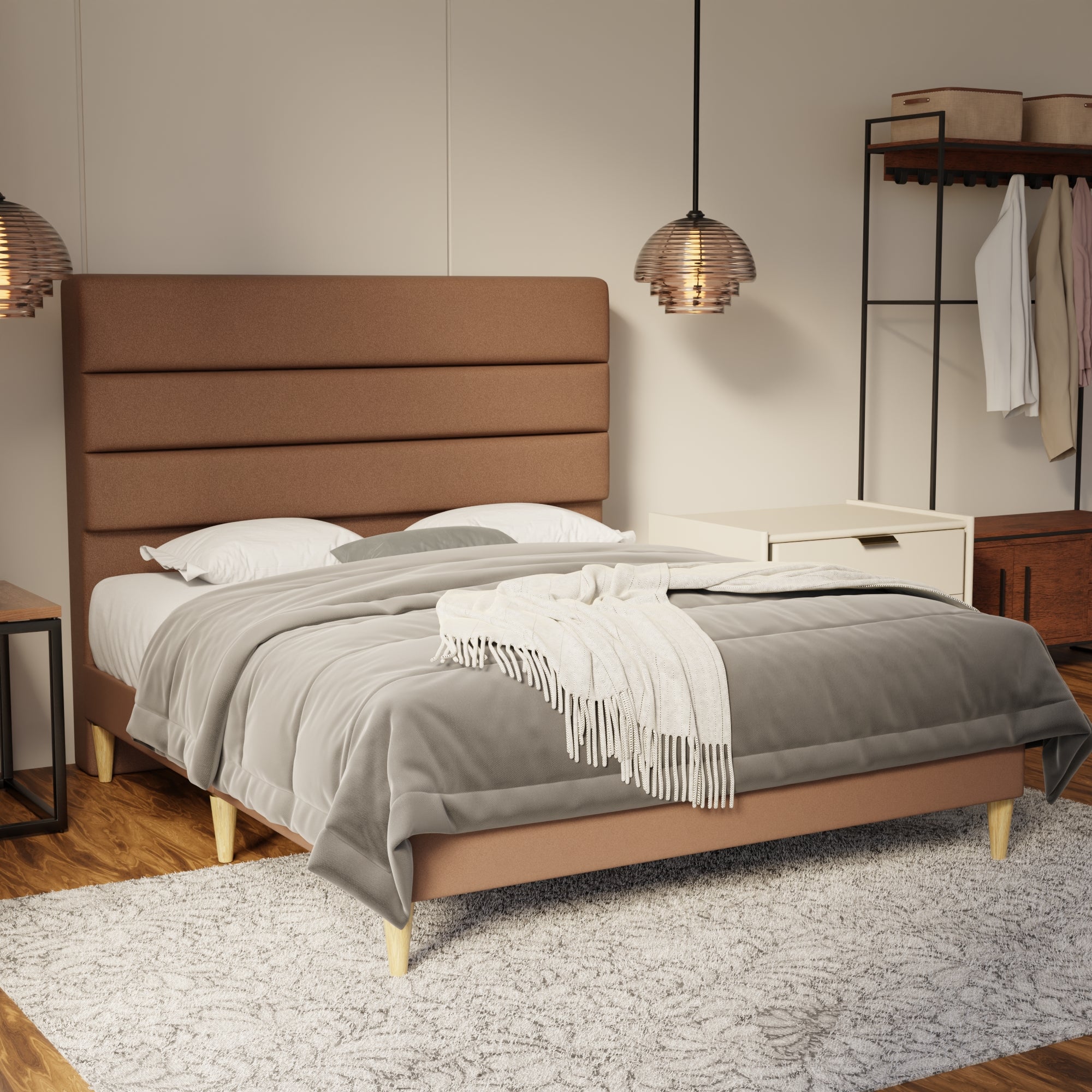 Corlune Fabric Bed Frame (Water Repellent & Pet friendly) by Somnuz