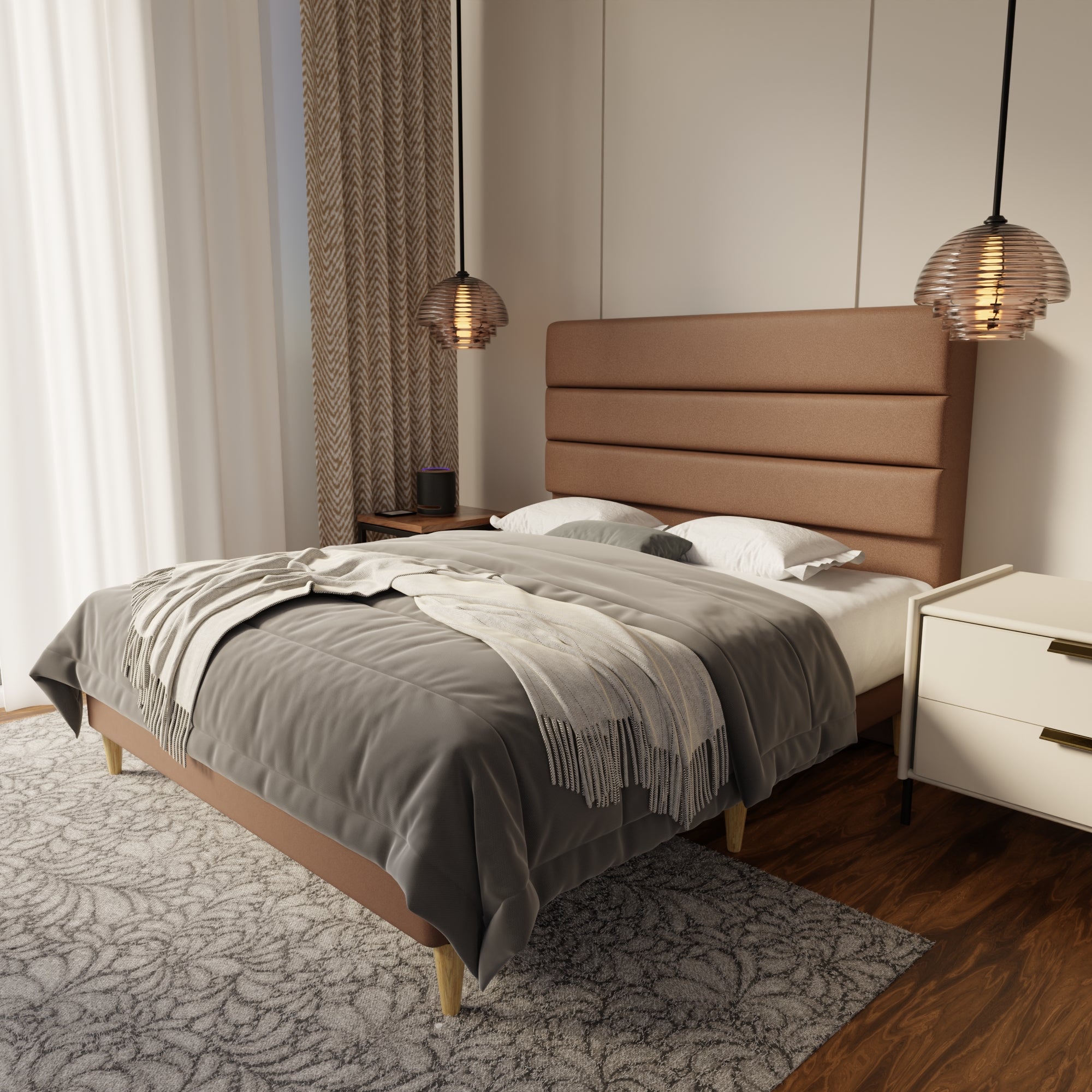 Corlune Fabric Bed Frame (Water Repellent & Pet friendly) by Somnuz