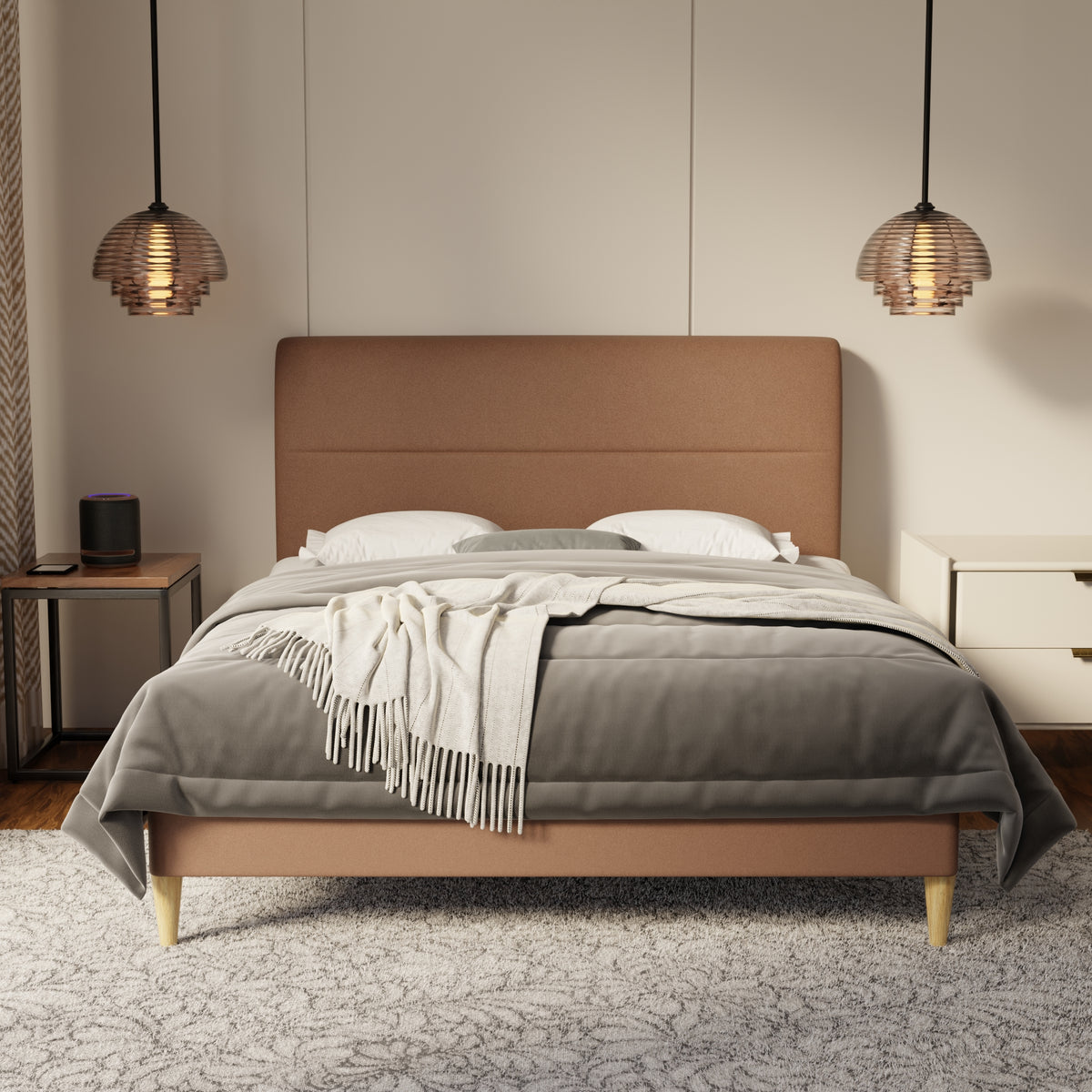 Lysara Fabric Bed Frame (Water Repellent & Pet friendly) by Somnuz