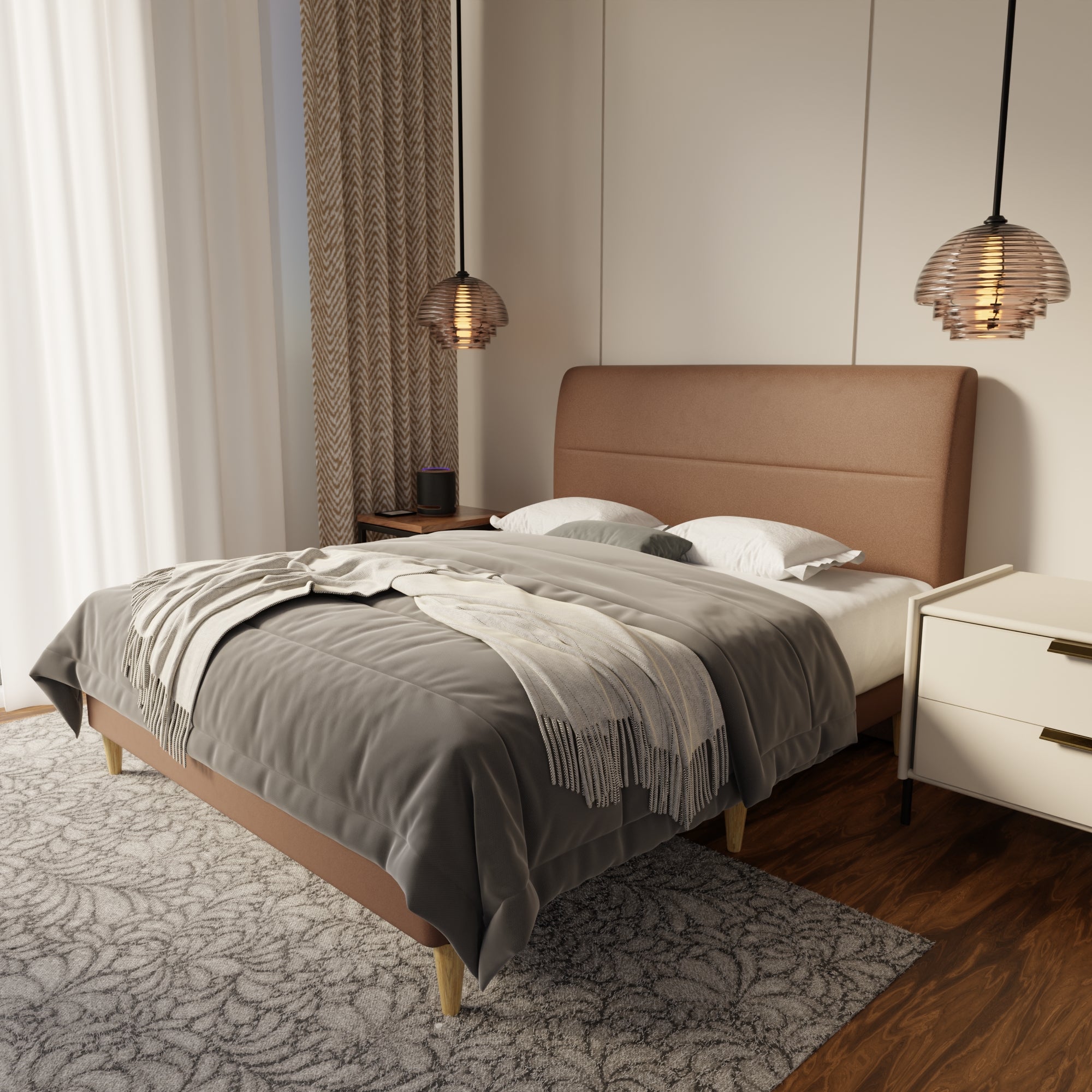 Lysara Fabric Bed Frame (Water Repellent & Pet friendly) by Somnuz