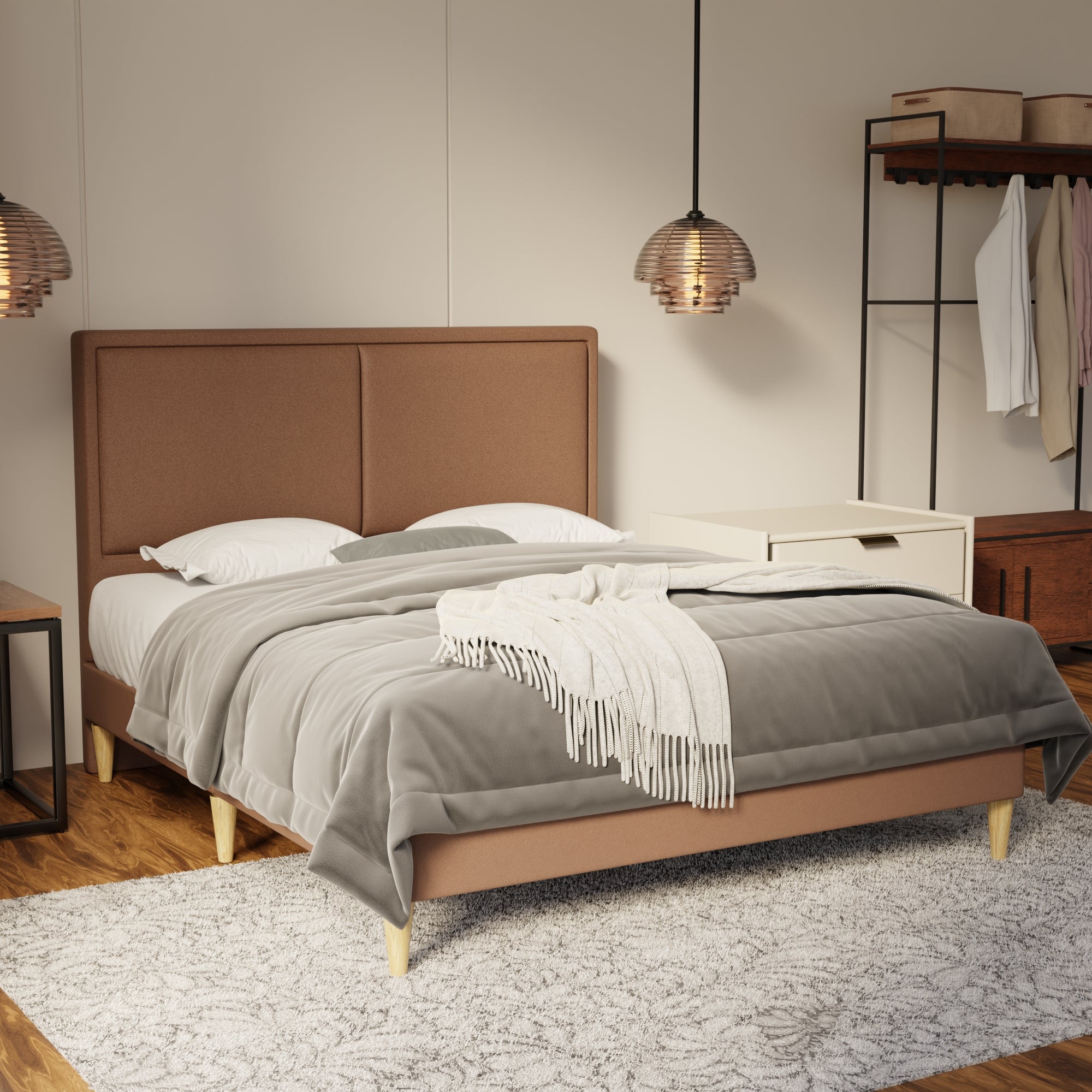 Bravelle Fabric Bed Frame (Water Repellent & Pet friendly) by Somnuz
